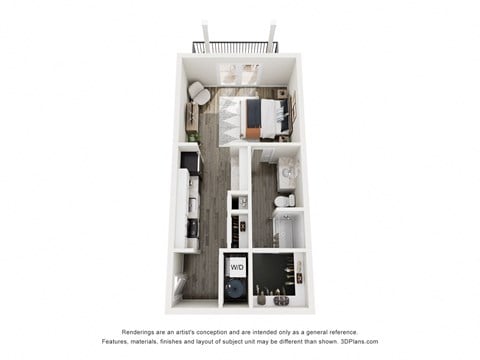 Floor plan for studio, 1 bath, 448 sqft